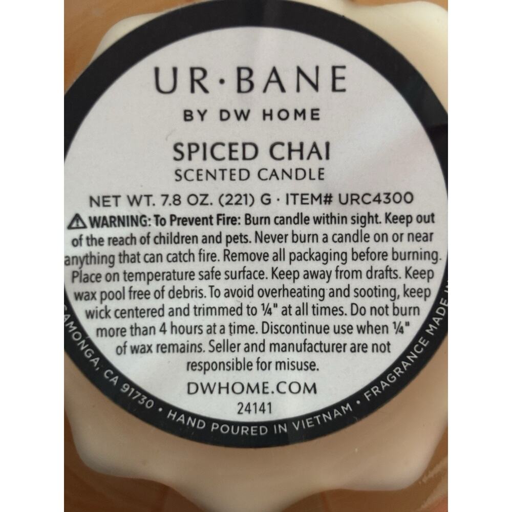 UR BANE by DW Home Spiced Chai Candle 7.8oz New Glass Jar Cinnamon Star Anise - Picture 6 of 6